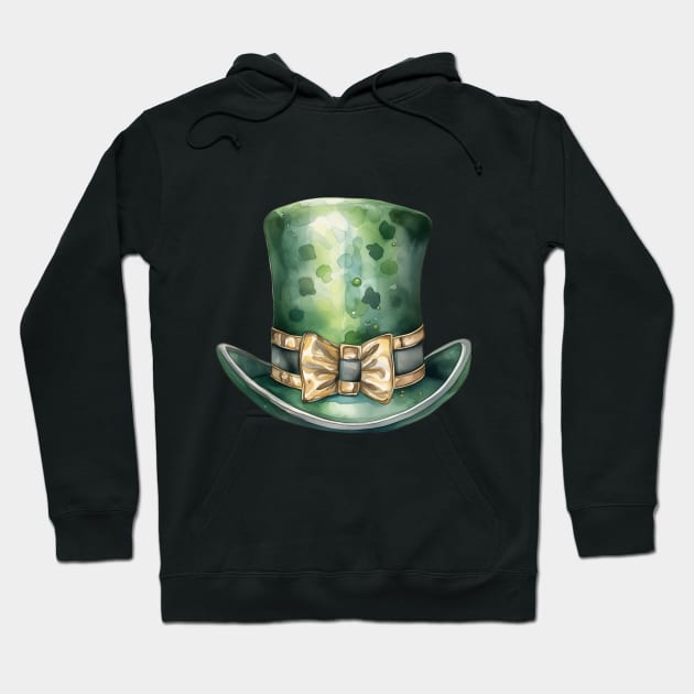 Leprechaun Hat in Green and Gold Hoodie by mw1designsart